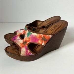 Born Floral Multi-Color and Brown Wedge Sandals